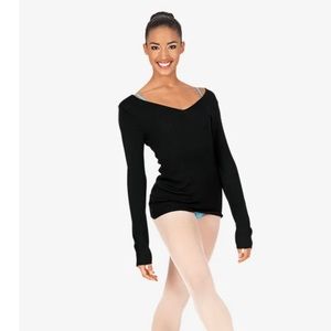 Bloch Celine V Neck Women’s Dance Warmup Sweater in Black Size Large Adult NWT